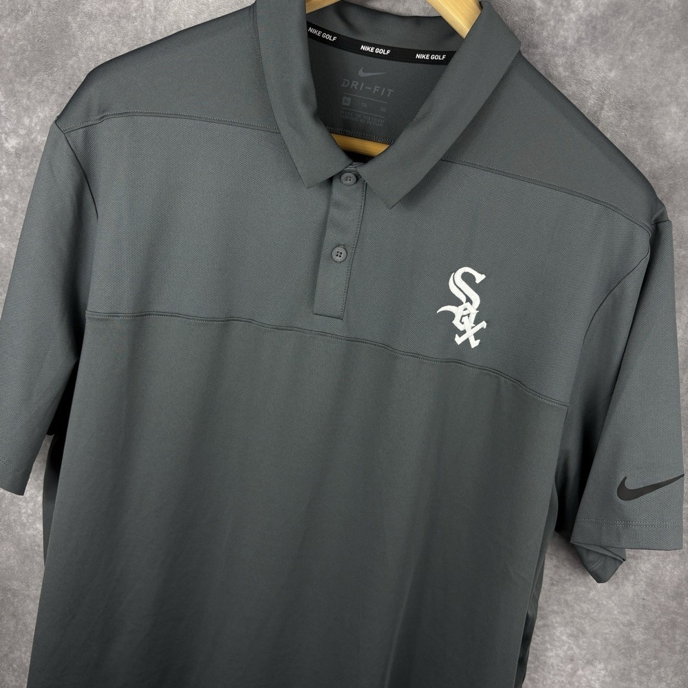 Chicago White Sox Nike Polo Shirt Mens XL Gray Dri-Fit Authentic‎ Baseball MLB